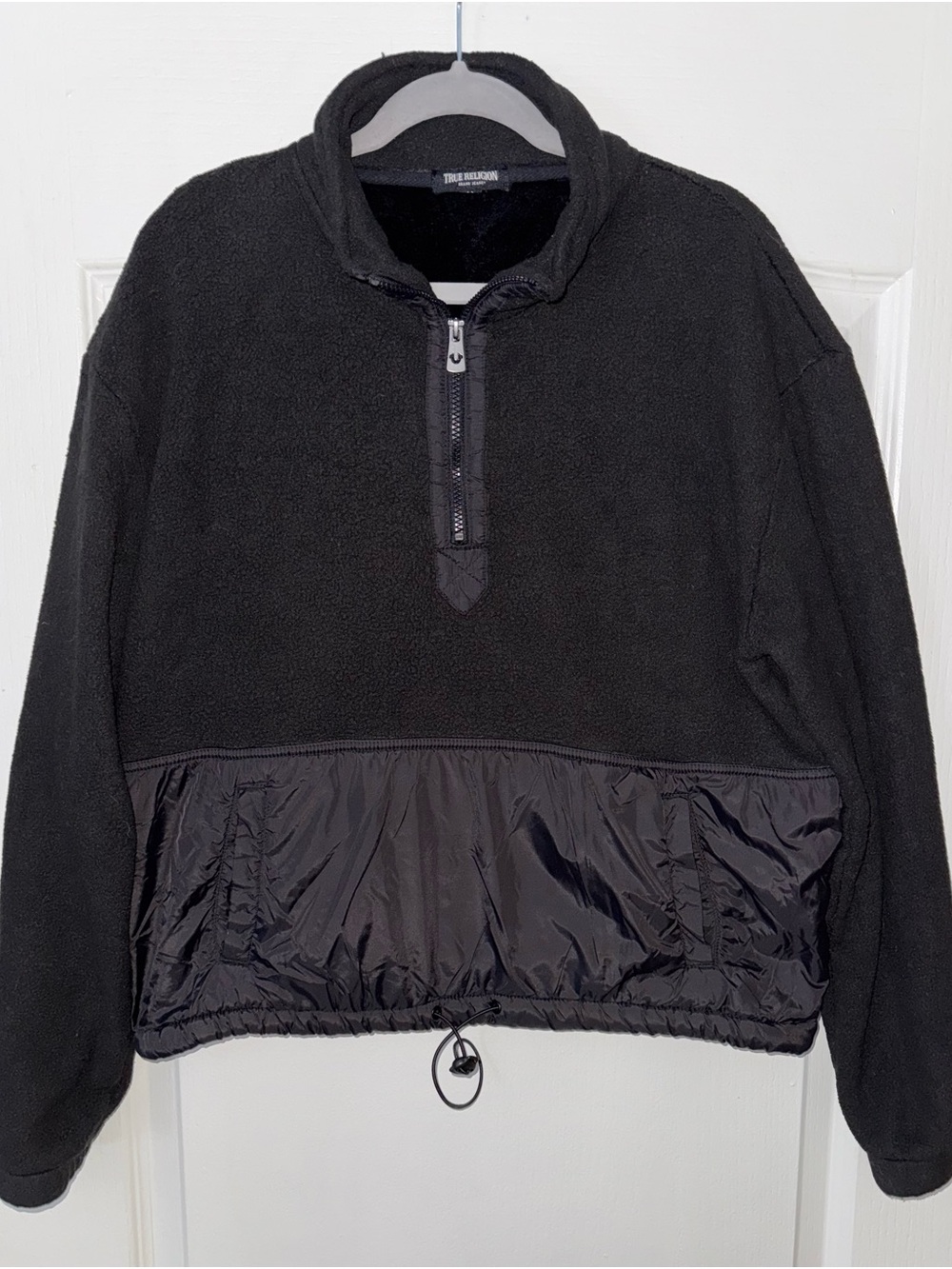 Women’s True Religion Half-Zip Sherpa Nylon Mix Pullover Size XL
